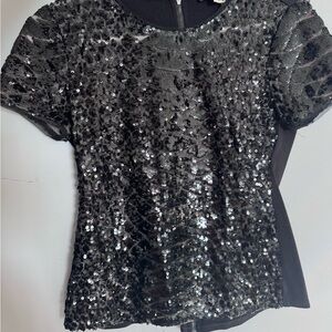 BCBGMaxAzria Black Sequin Blouse
